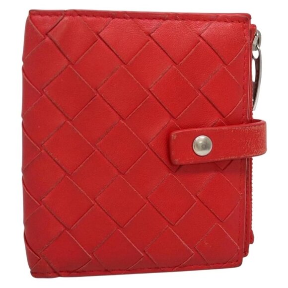Bottega Veneta Handbags - BOTTEGA VENETA INTRECCIATO Bifold Wallet Leather Red Auth bs28002
